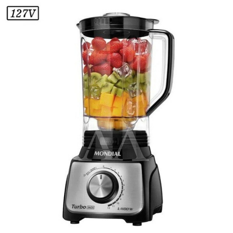 LIQUIDIFICADOR MONDIAL L-1100 BI 12 VEL 127V PRETO/INOX LIQUIDIFICADOR MONDIAL L-1100 BI 12 VEL 127V PRETO/INOX