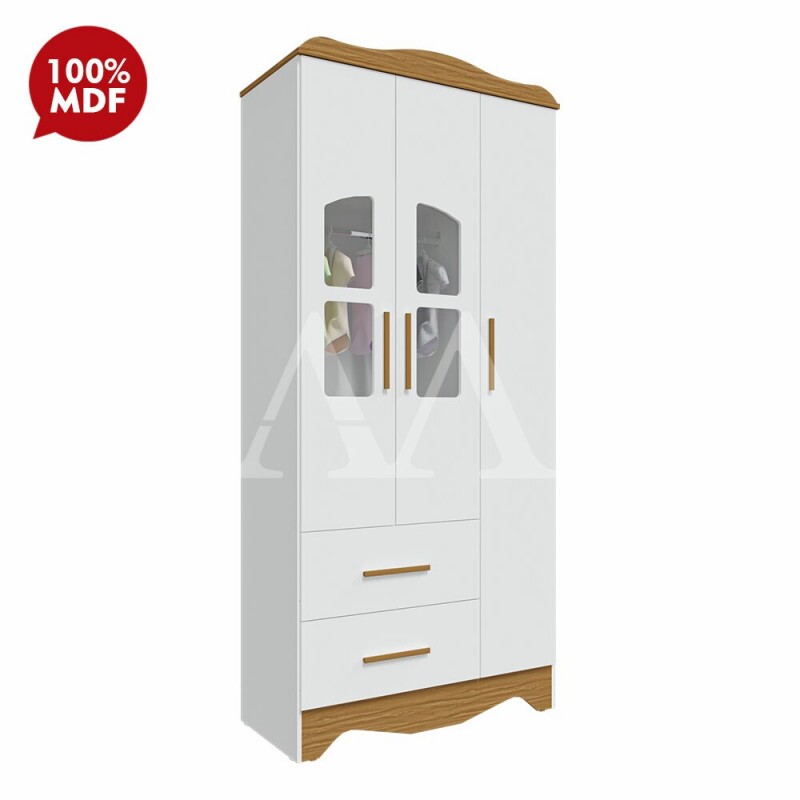 ROUPEIRO 3P. ABRIR 2G PEROBA LISI PLUS BRANCO BRILHO/AMENDOA ROUPEIRO 3P. ABRIR 2G PEROBA LISI PLUS BRANCO BRILHO/AMENDOA