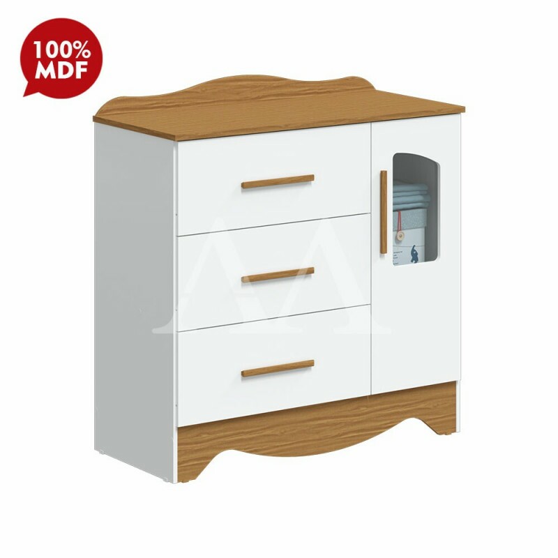 COMODA 3G 1P. ABRIR PEROBA LISI PLUS BRANCO BRILHO/AMENDOA COMODA 3G 1P. ABRIR PEROBA LISI PLUS BRANCO BRILHO/AMENDOA