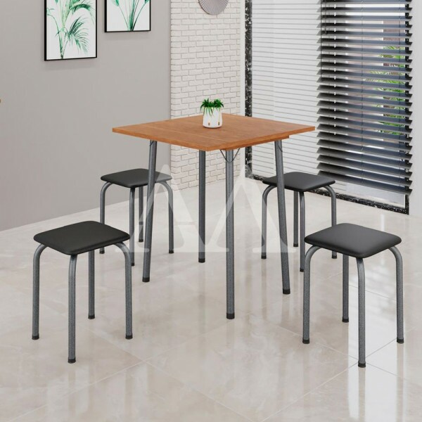 CJ MESA 4 BANQ SOMA LUANA 68×68 QUADRADA PRETO PRATA CINAMOMO CJ MESA 4 BANQ SOMA LUANA 68×68 QUADRADA PRETO PRATA CINAMOMO