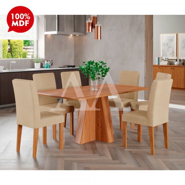 CJ MESA 6C CIMOL MAITE S/VIDRO RETANGULAR 160X80 CINAMOMO/GENGIBRE CJ MESA 6C CIMOL MAITE S/VIDRO RETANGULAR 160X80 CINAMOMO/GENGIBRE