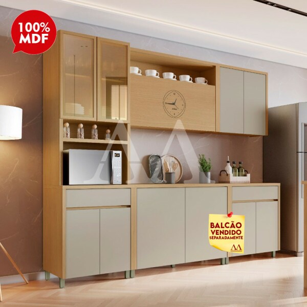 COZINHA NESHER CONDESSA COMPACTA CARVALHO/GREIGE 500985 COZINHA NESHER CONDESSA COMPACTA CARVALHO/GREIGE 500985