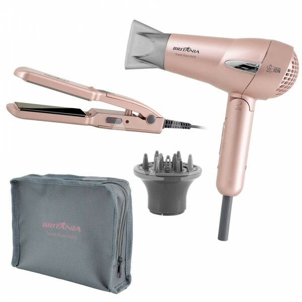 SECADOR E PRANCHA BRITANIA KIT TRAVEL ROSE GOLD BIVOLT SECADOR E PRANCHA BRITANIA KIT TRAVEL ROSE GOLD BIVOLT