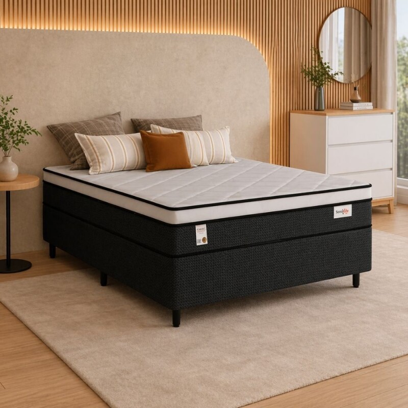 CJ BASE BOX/COLCHAO 138X188X72 PLUMATEX SMARTFLEX BLACK MOLAS ENSACADAS CJ BASE BOX/COLCHAO 138X188X72 PLUMATEX SMARTFLEX BLACK MOLAS ENSACADAS