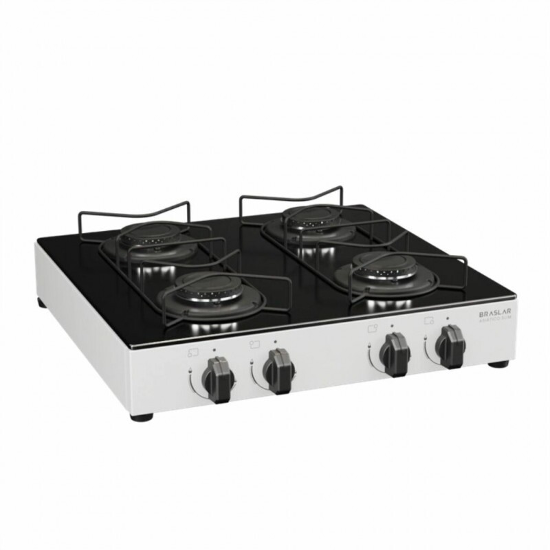 FOGAO 4B BRASLAR COOKTOP ASIATICO GLASS BRANCO