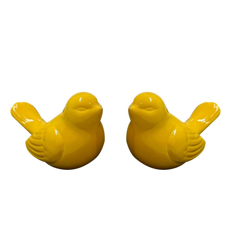 DUPLA DE PASSAROS CERAMICA AMARELO DUPLA DE PASSAROS CERAMICA AMARELO