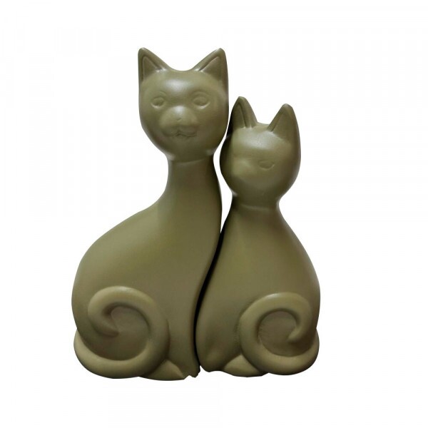 CASAL DE GATO DA SORTE CERAMICA VERDE MUSGO CASAL DE GATO DA SORTE CERAMICA VERDE MUSGO