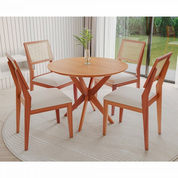 CJ MESA 4C AGN VITORIA REDONDA 130CM TAMPO LAMINADO CAD LARISSA MADEIRA CJ MESA 4C AGN VITORIA REDONDA 130CM TAMPO LAMINADO CAD LARISSA MADEIRA
