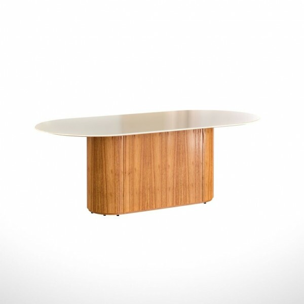 MESA IMCAL LIVING 1.8 LISA TAMPO LAMINADO OVAL CINAMOMO